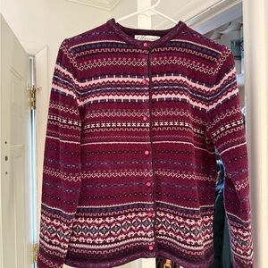 VINTAGE Women's Patterned Cardigan - Purple and Pink
